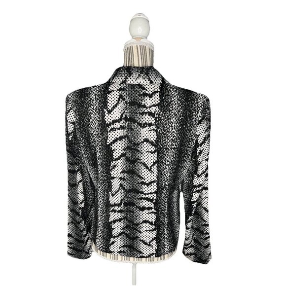 Jacket Joseph Ribkoff Womens Size 12 Full Zip Animal Print Vintage Black White - Picture 2 of 4